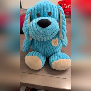 Animal Adventure 2012 Blue Corduroy Dog Plush "Love the Lord" Heart Scripture